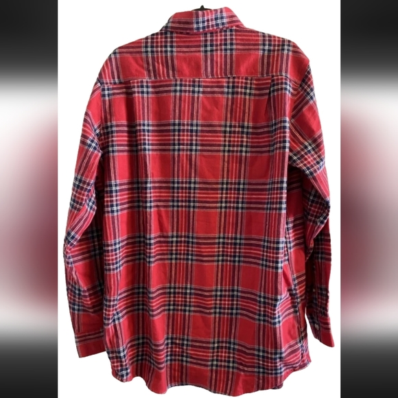 Backpacker Red Stuart Tartan Plaid Flannel Shirt Contrast Chambray Outdoor - Picture 3 of 8